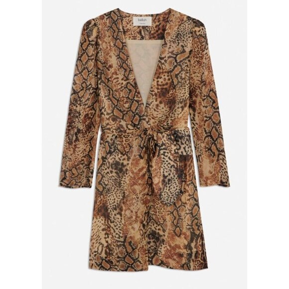 ba&sh Dresses & Skirts - NWT BA&SH Robe Roxy Snake Print Wrap Long Sleeve Mini Dress Size 1 Small